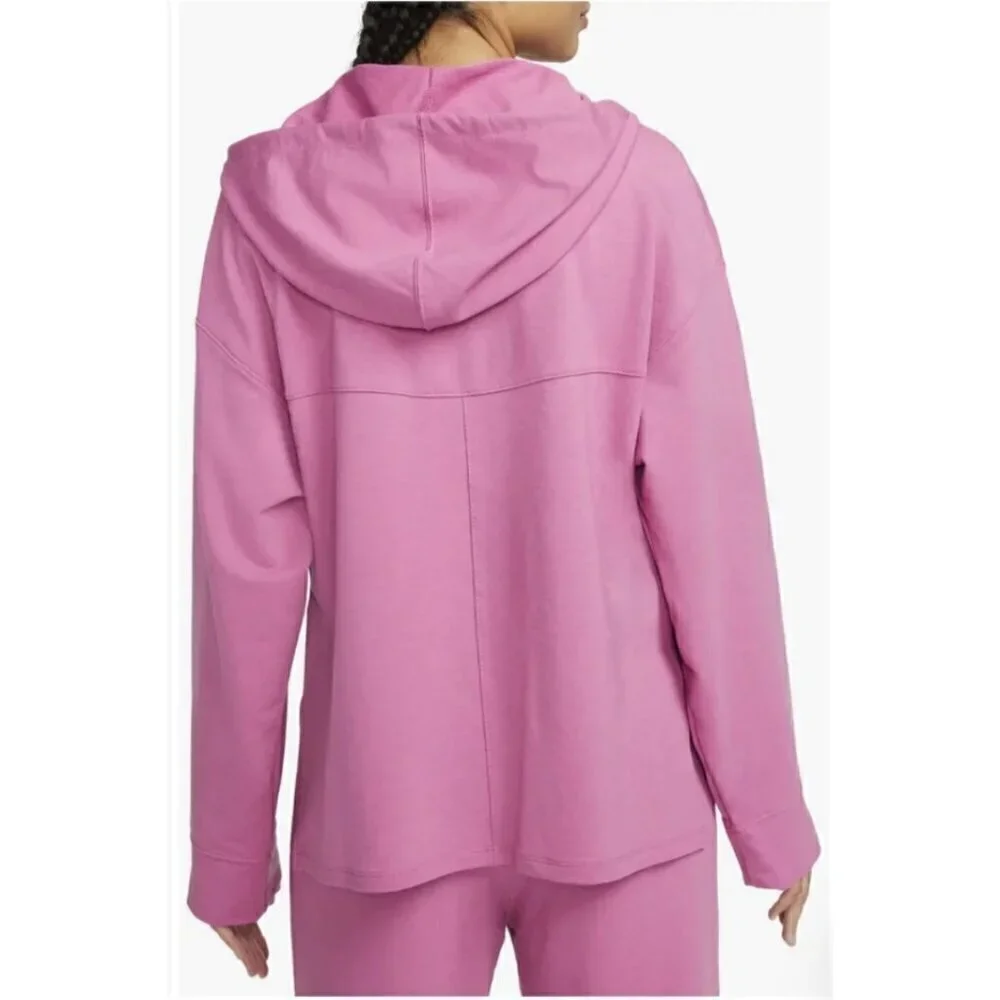 NWOT Nike Dry Fit Pink Yoga Women Fleece Hoodie Size LG Long Sleeves Sporty